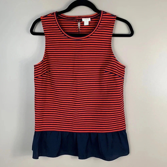 J. Crew red and navy striped tank top sz sm - Picture 1 of 6
